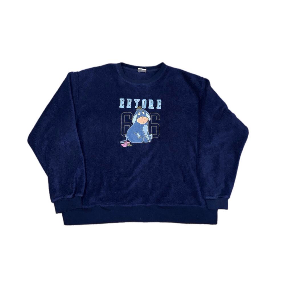 vintage Disney Store Eeyore blue fleece crewneck sweatshirt ft embroidery